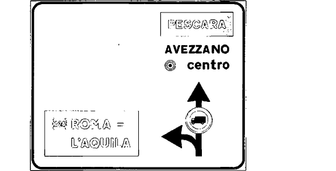 Fig. II 239 — SEGNALE DI PREAVVISO DI INTERSEZIONE URBANA, CON DIVIETO DI TRANSITO PER UNA CATEGORIA DI VEICOLI SU UN RAMO DELLA INTERSEZIONE