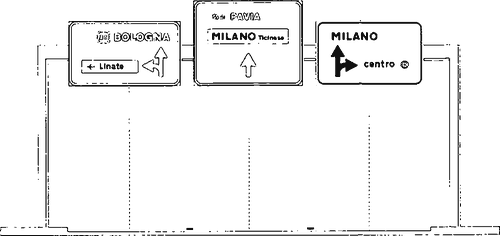 Fig. II 246 — SEGNALI DI CORSIA CON FUNZIONE DI PREAVVISO