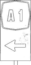 Fig. II 269 — NUMERO IDENTIFICAZIONE AUTOSTRADA + FRECCIA CON FUNZIONE DI DIREZIONE