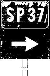 Fig. II 271 — NUMERO IDENTIFICAZIONE STRADA PROVINCIALE + FRECCIA CON FUNZIONE DI DIREZIONE