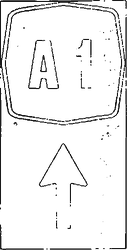 Fig. II 286 — NUMERO IDENTIFICAZIONE AUTOSTRADA + FRECCIA VERTICALE CON FUNZIONE DI CONFERMA