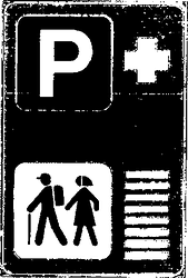 Fig. II 371 — PARCHEGGIO DI SCAMBIO IN CORRISPONDENZA DI ITINERARI TURISTICI OD ESCURSIONISTICI A PIEDI