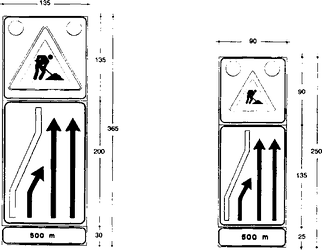 Fig. II 399/a — PRESEGNALE DI CANTIERE MOBILE