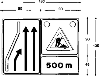 Fig. II 399/b — PRESEGNALE DI CANTIERE MOBILE