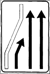 Fig. II 411/b — SEGNALE DI CORSIA CHIUSA (CHIUSURA CORSIA DI SINISTRA)