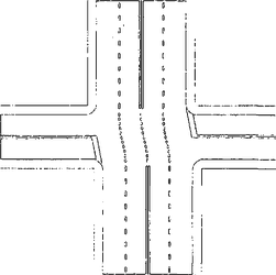 Fig. II 431/b — STRISCE DI GUIDA SULLE INTERSEZIONI