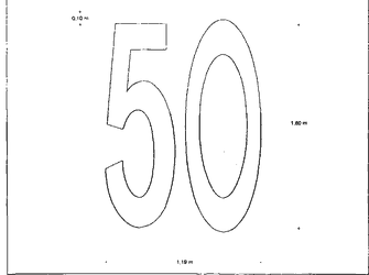 Fig. II 441/f — ISCRIZIONE DI VELOCITÀ CONSIGLIATA SU STRADE DI TIPO D-E-F CON V ≤ 50 km/h