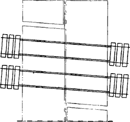 Fig. II 443 — SIMBOLO DI PASSAGGIO A LIVELLO SULLA PAVIMENTAZIONE
