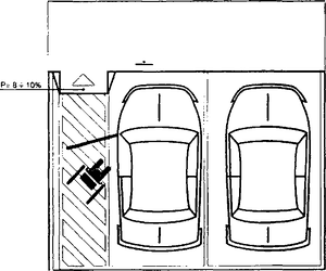 Fig. II 445/a — DELIMITAZIONE DEGLI STALLI DI SOSTA RISERVATA AGLI INVALIDI