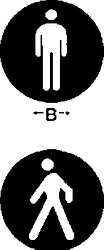 Fig. II 455 — DIMENSIONI DEI SIMBOLI DELLE LANTERNE SEMAFORICHE PEDONALI
