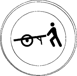 Fig. II 57 — TRANSITO VIETATO AI VEICOLI A BRACCIA
