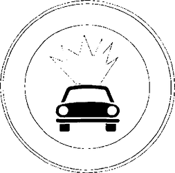 Fig. II 64/a — TRANSITO VIETATO AI VEICOLI CHE TRASPORTANO ESPLOSIVI O PRODOTTI FACILMENTE INFIAMMABILI