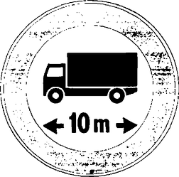 Fig. II 67 — TRANSITO VIETATO AI VEICOLI, O COMPLESSI DI VEICOLI, AVENTI LUNGHEZZA SUPERIORE A .... METRI