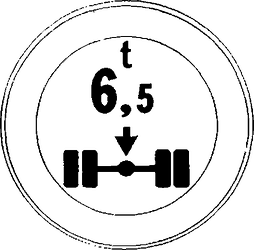 Fig. II 69 — TRANSITO VIETATO AI VEICOLI AVENTI MASSA PER ASSE SUPERIORE A .... TONNELLATE